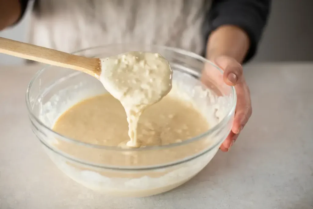 Rest the batter for FLUFFY SOURDOUGH PANCAKES