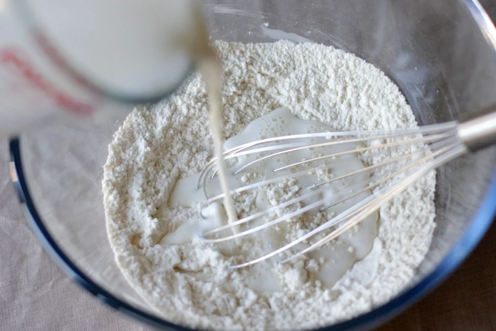 Prepare the batter for FLUFFY SOURDOUGH PANCAKES